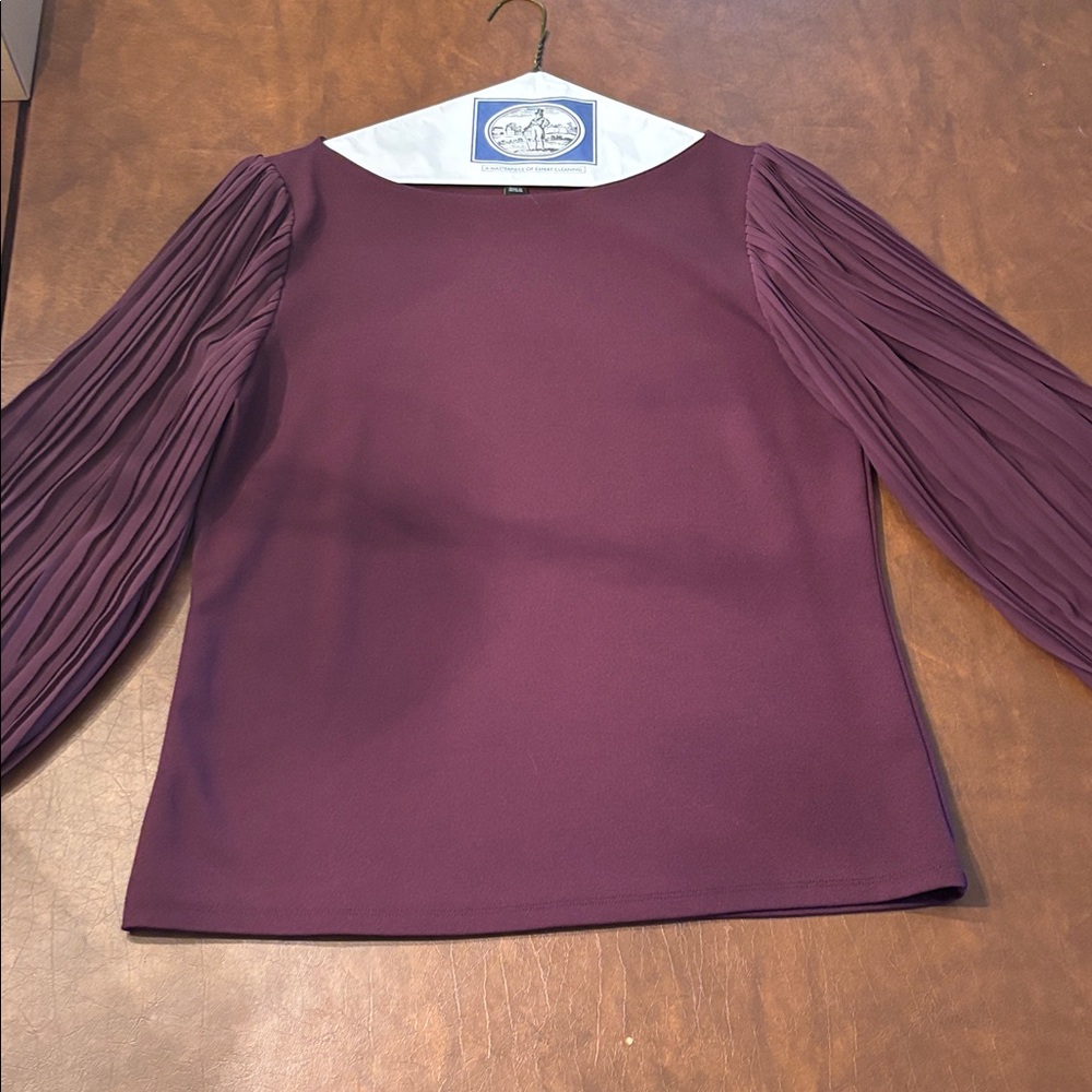 Elegant Plum Blouse with Pleated Sleeves brand new without tags  Ann Taylor